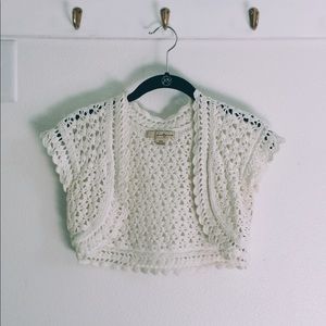 ivory cropped crochet sweater