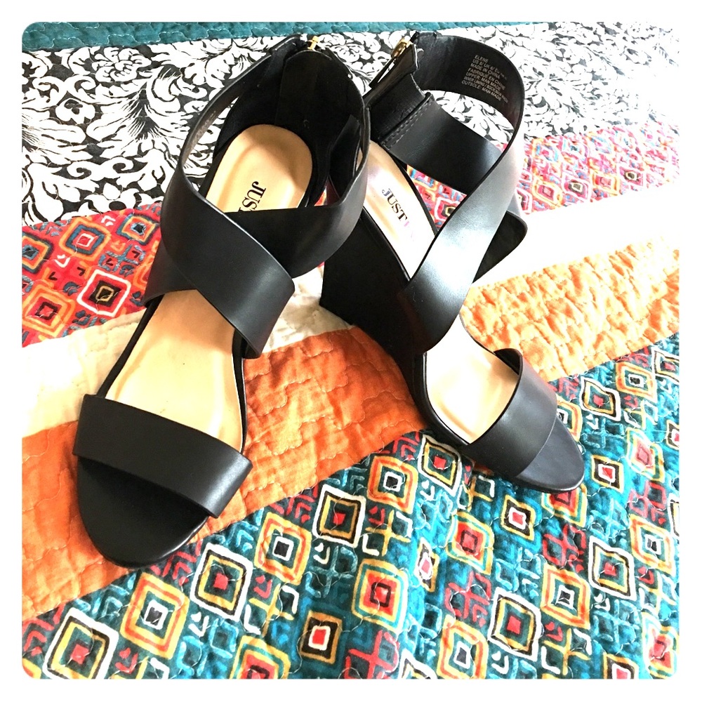 Just Fab Black wedge sandals