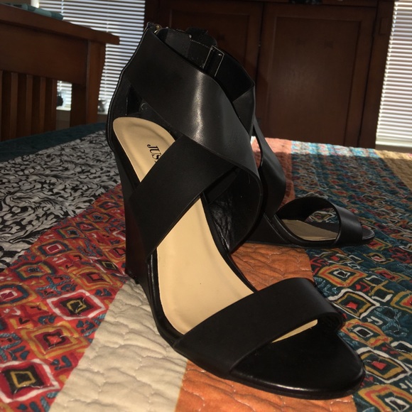 Just Fab Black wedge sandals - Picture 2 of 2