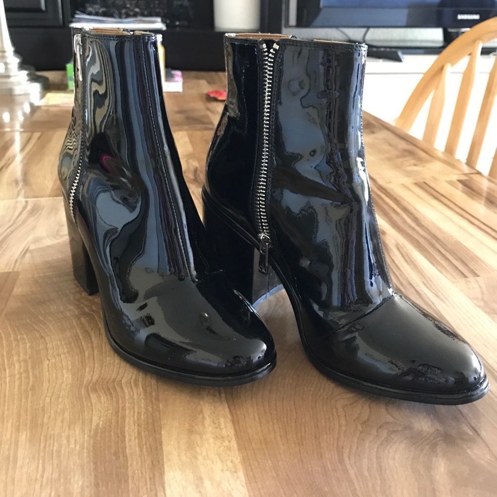 patend leather boots