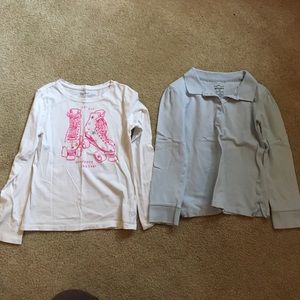 Two girls size 8 long sleeve shirts