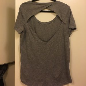 PINK grey short sleeve cut out tee
