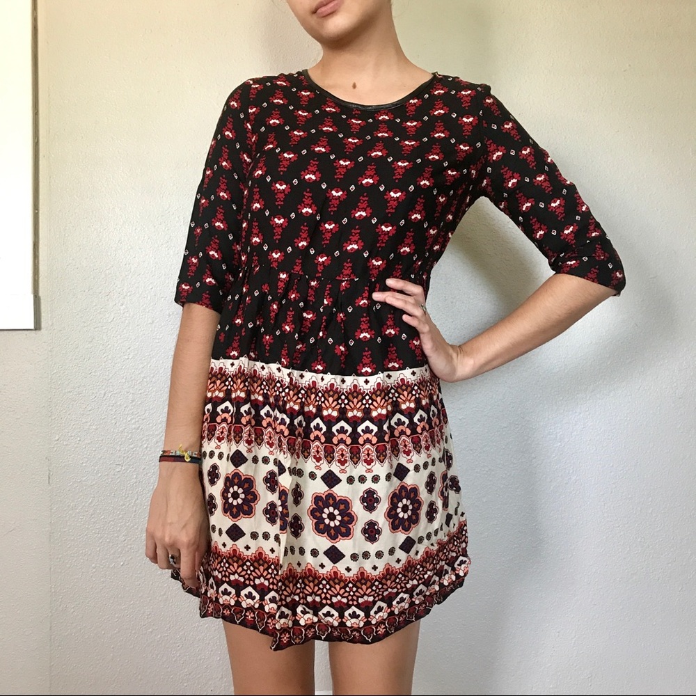 Forever 21 Printed Boho Babydoll Dress