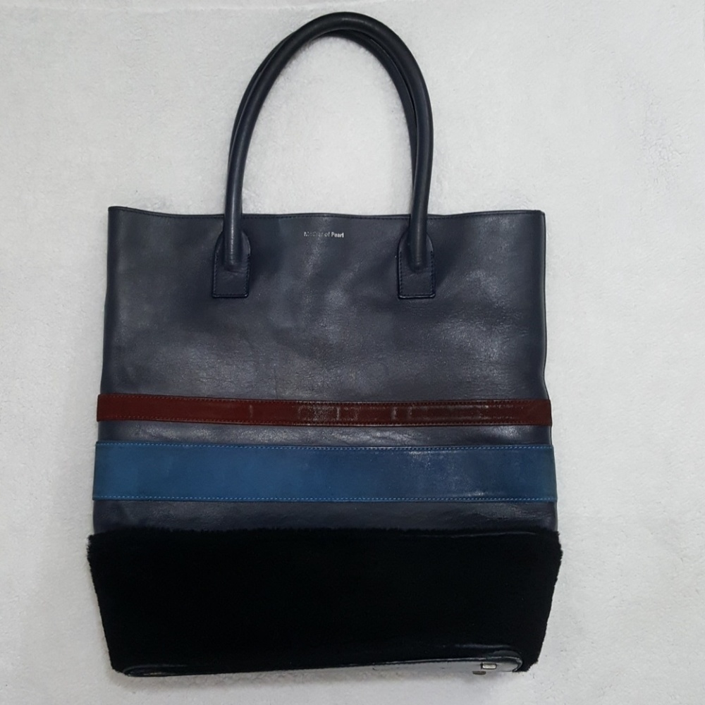 Mother of Pearl Stripe Leather Pentley Shopper Bag