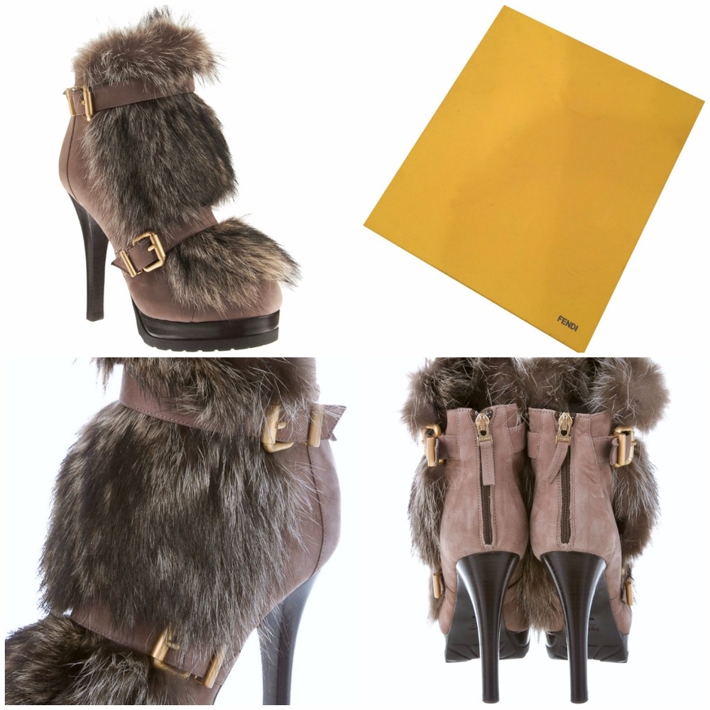 $2250 New W/ Box FENDI Fur Platform Booties Boots