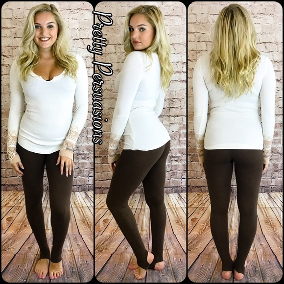 NWT Brown Stretchy Soft Stirrup Leggings - Picture 4 of 6