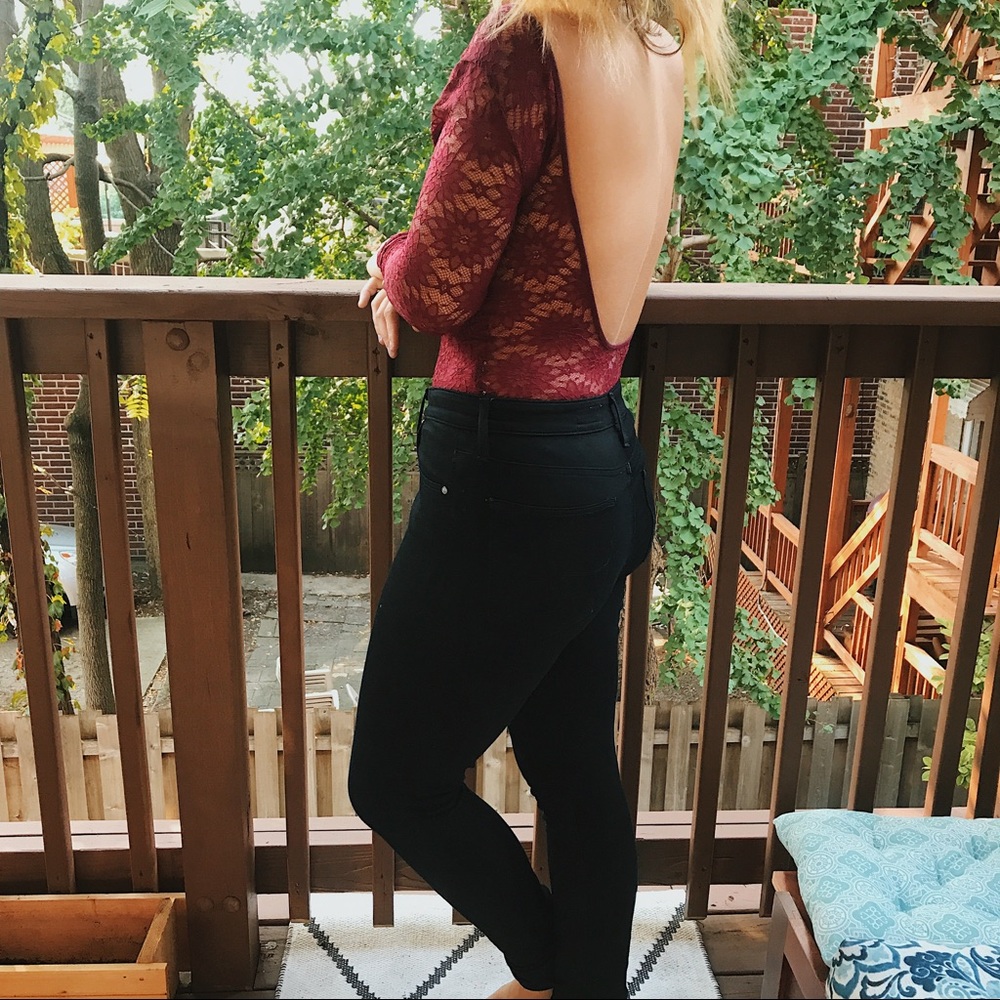 Urban Outfitters Lace Burgundy Body Suit