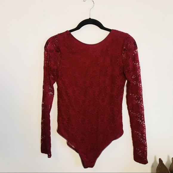 Urban Outfitters Lace Burgundy Body Suit - Picture 3 of 4