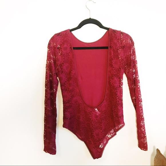 Urban Outfitters Lace Burgundy Body Suit - Picture 4 of 4