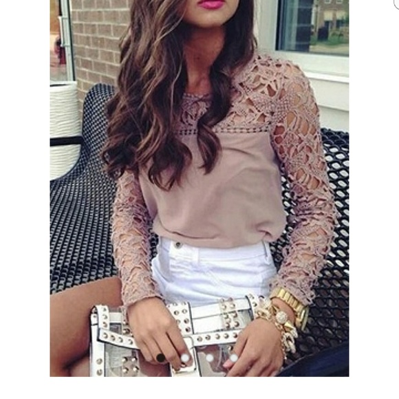 Crochet Lace Panel Blouse - Picture 1 of 7