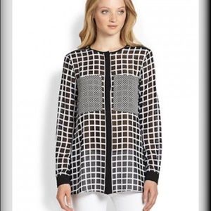 Michael kors black and white sheer button up.