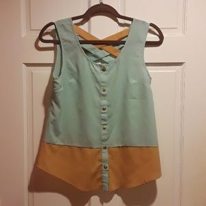 Sheer button down tank top