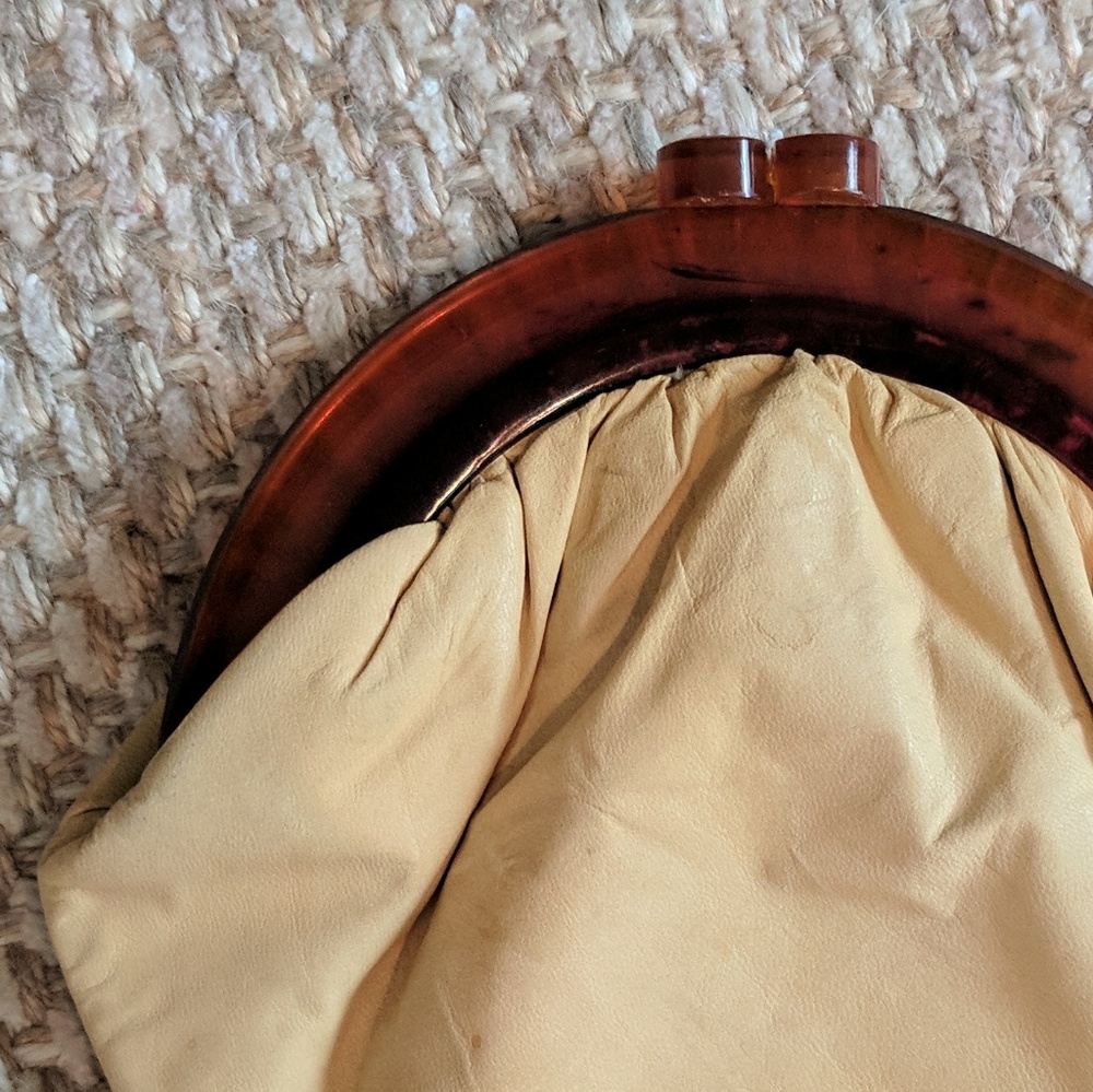 1940's Vintage Bakelite Lambskin Clutch Purse