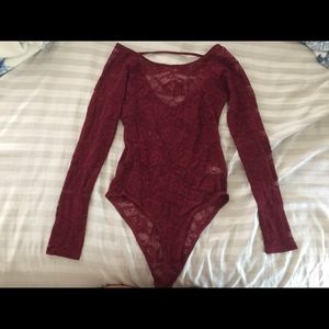 Merlot laced body suit