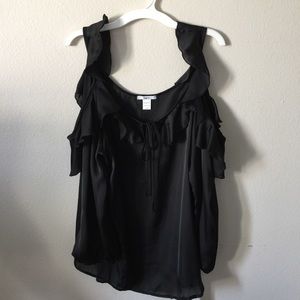 Bar III Open Shoulder Ruffle Top