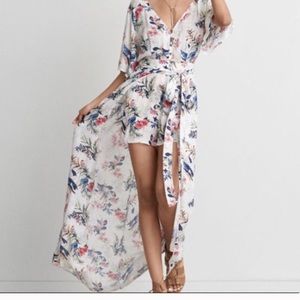 American Eagle Aeo maxi kimono romper floral