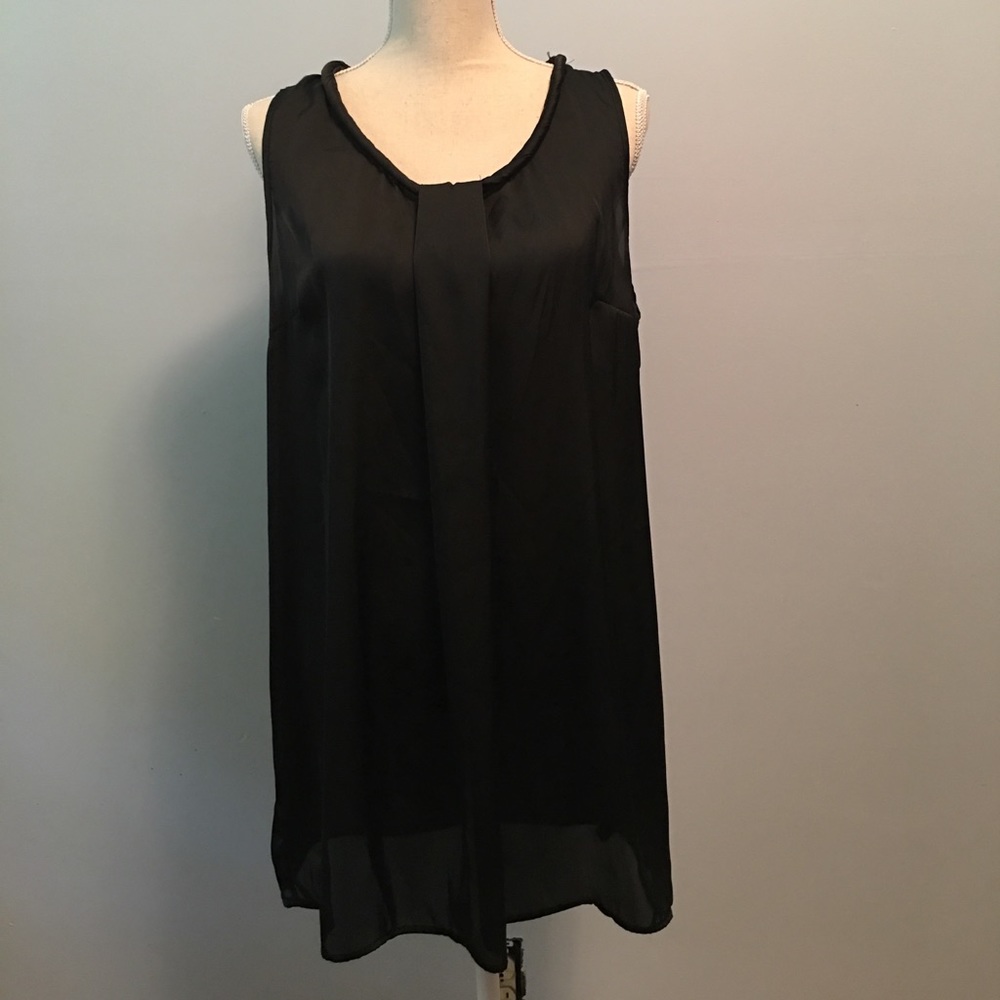 Black satin sleeveless top