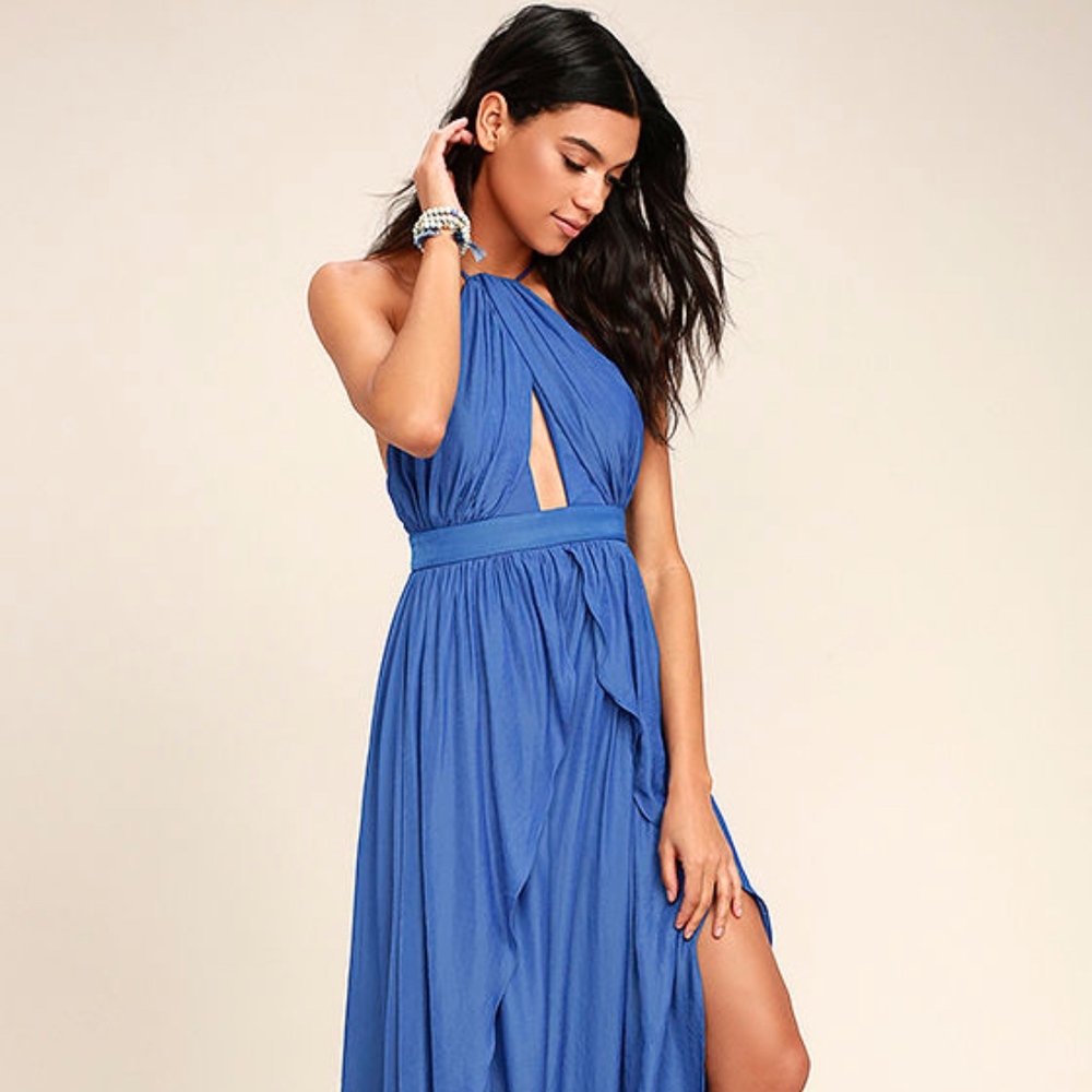 Lulu's "On My Own Blue Maxi Dress"
