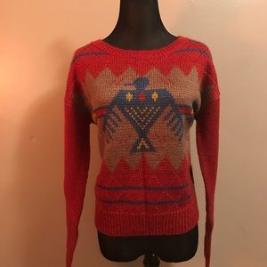 Orange Aztec Bird Sweater