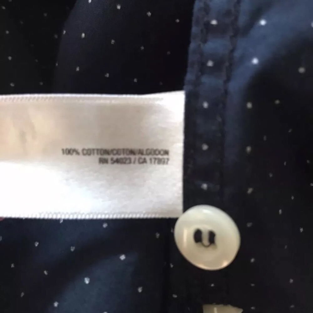 Old Navy Navy White Polka Dot Classic Shirt M - Picture 5 of 5