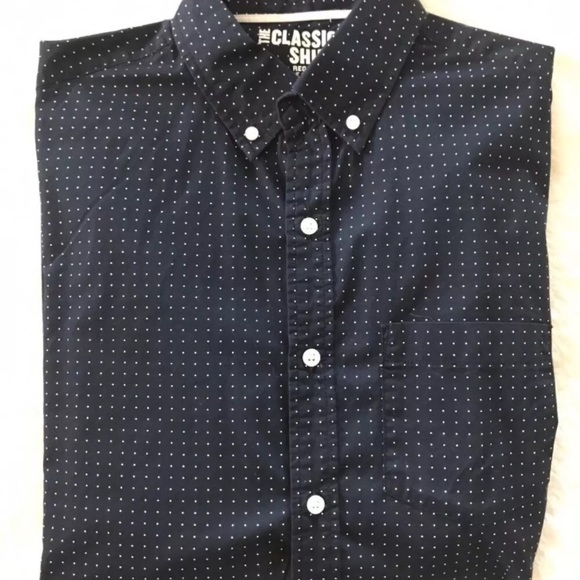Old Navy Navy White Polka Dot Classic Shirt M - Picture 3 of 5