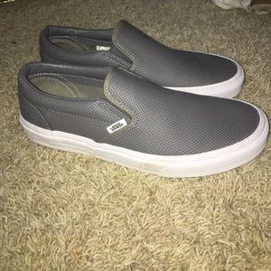 Vans Gray Slip Ons