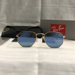 Rayban Hexagonal Grey Reflective Sunglasses NEW