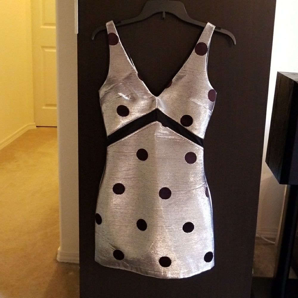 Topshop metallic polka dot dress