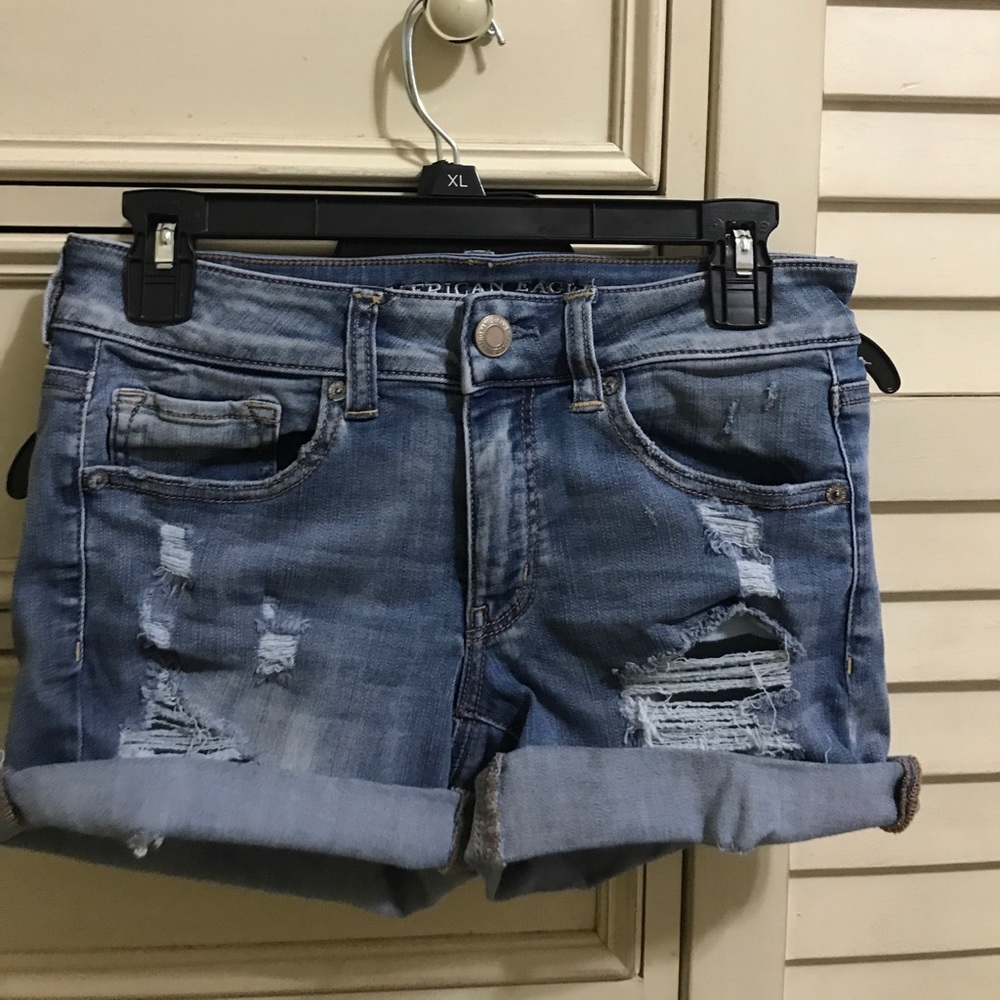 American Eagle light wash midi shorts
