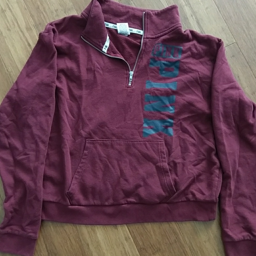 Pink quarter zip sweatshirt