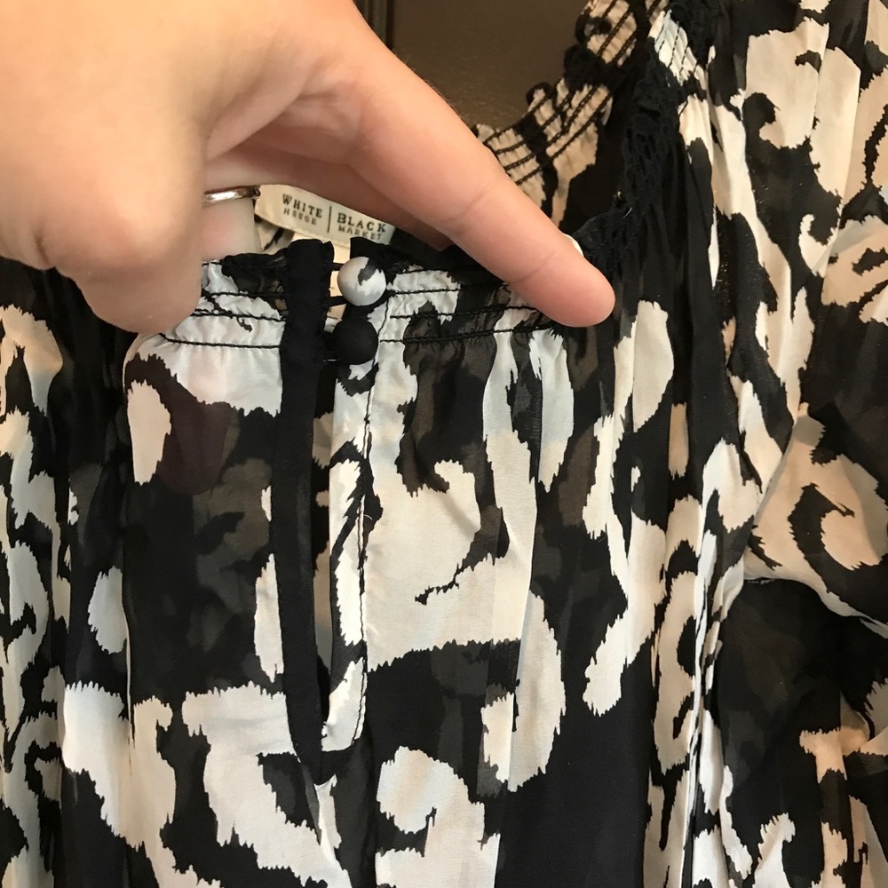 White House Black Market Sheer Silk Top - Picture 2 of 5