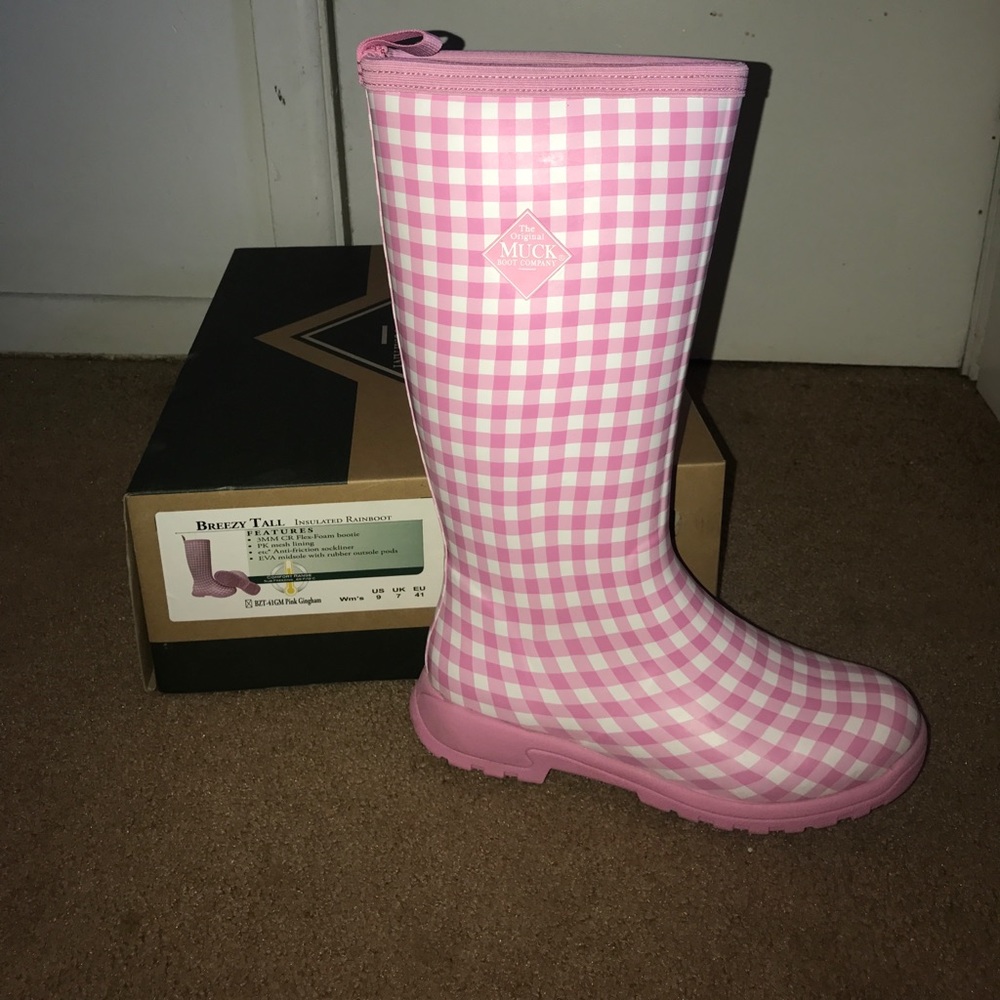 Pink Gingham Muck Boots