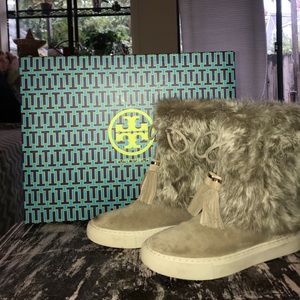 Tory Burch Anjelica Fur-Cuff Boot
