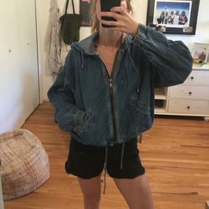 Vintage Crop Jean Hoodie Jacket