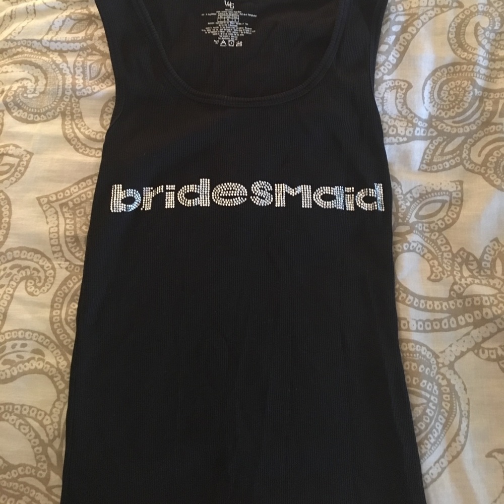 Black and rhinestone bridesmaid tank