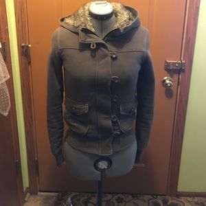 EUC Faux Fur lined hooded sweatshirt
