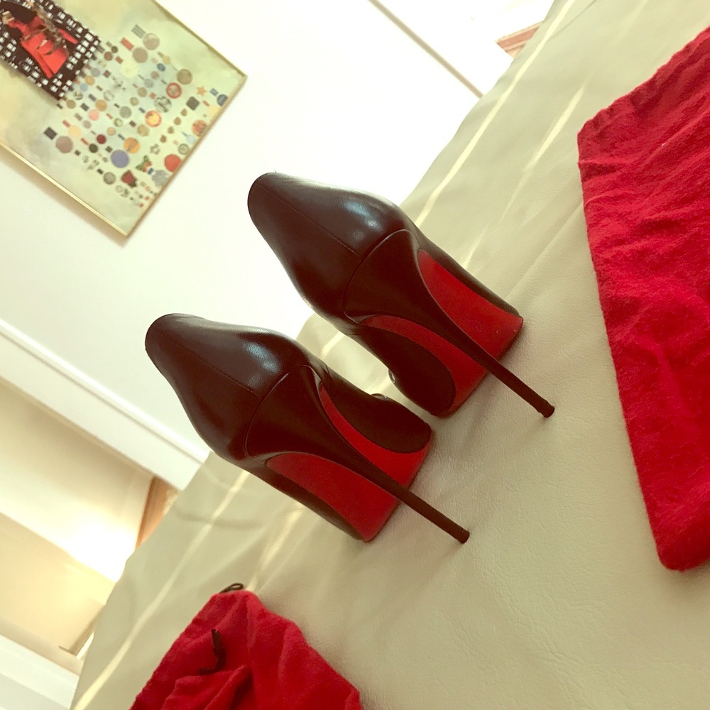 Christian Loubotin So Kate Black Leather Heels