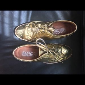 Jeffrey Campbell gold loafers