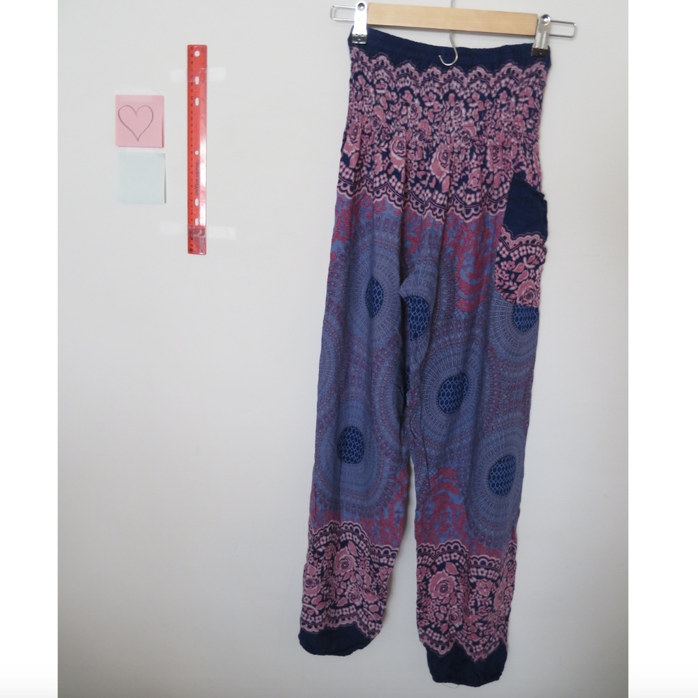Blue and Pink Printed Pants