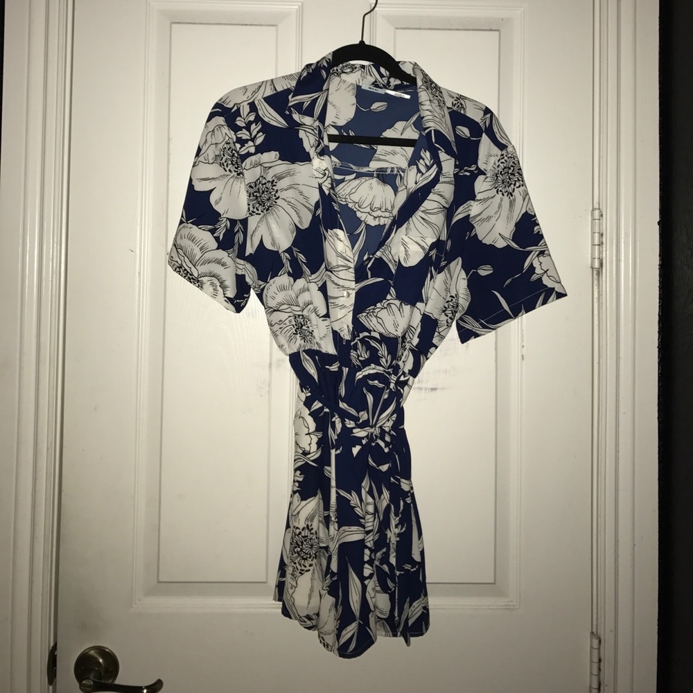 Navy and white Floral urban outfitters romper