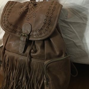 Dolce Vita Brown Fringe Boho Backpack
