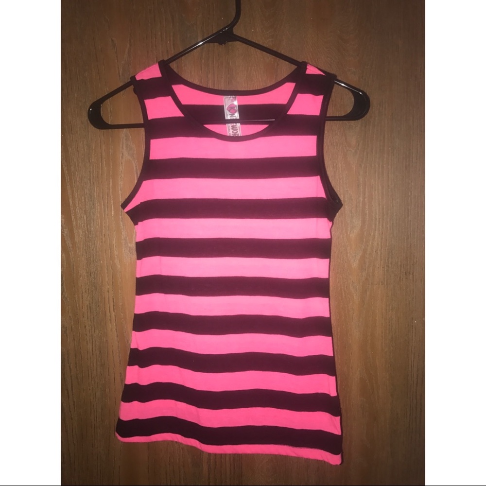 Pink and black striped sleeveless