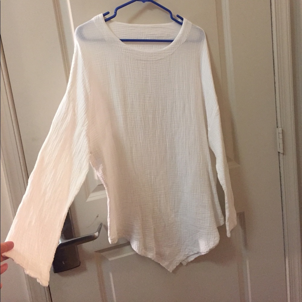White Fashion asymmetrical shirt long sleeves
