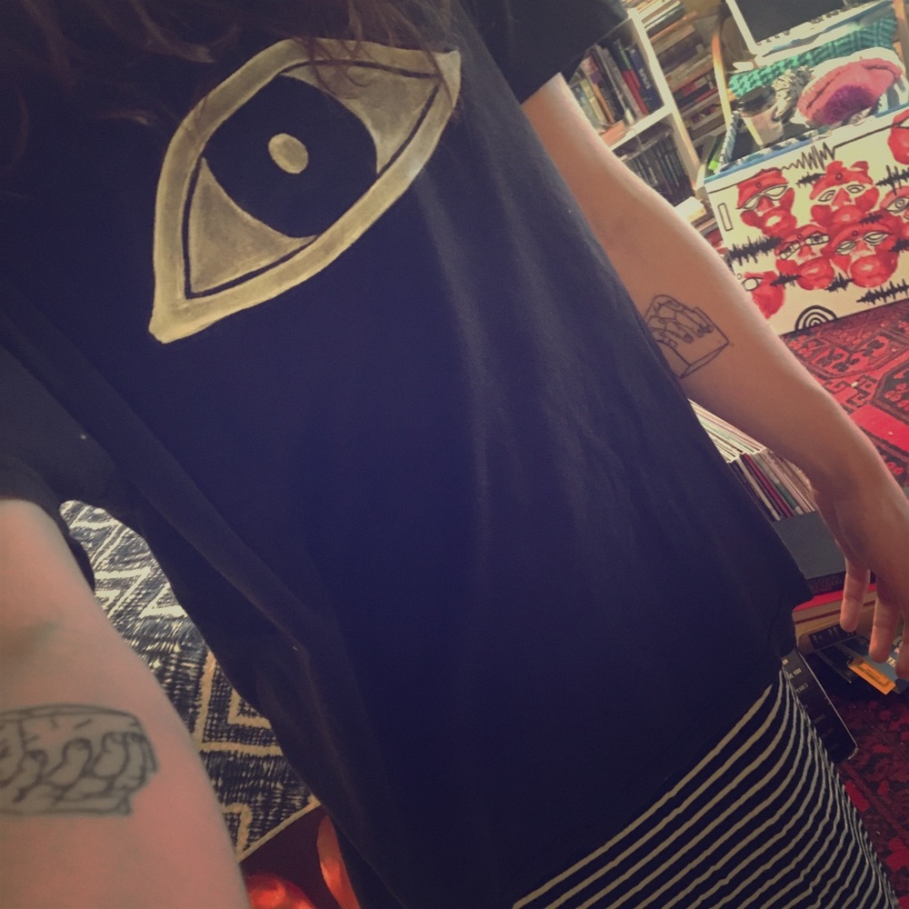 Alfani L Black V-Neck Egyptian hieroglyphic eye