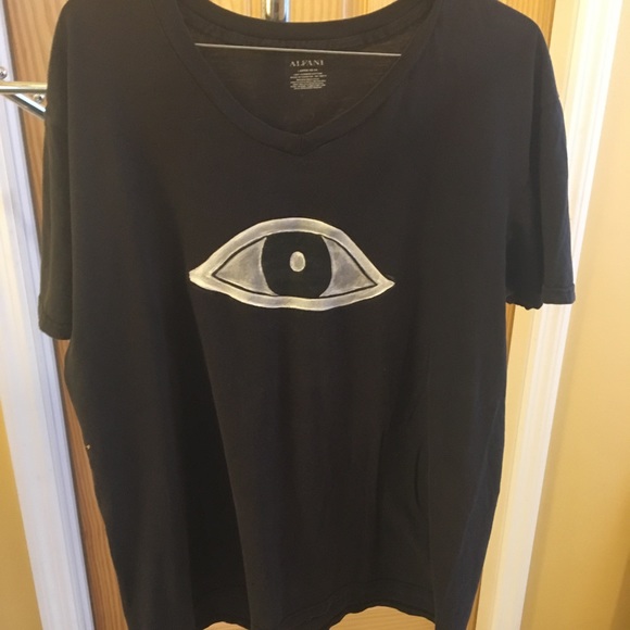 Alfani L Black V-Neck Egyptian hieroglyphic eye - Picture 2 of 3