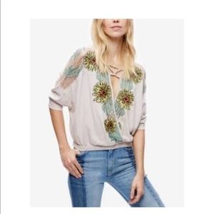 Free people gotta love it embroidered blouse
