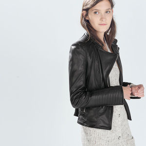 Zara TRF Biker Genuine Leather Jacket