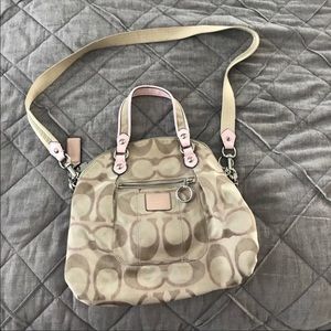 Used beige and pink coach purse