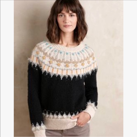 Anthropologie Beaded Fairisle Pullover - Picture 5 of 8