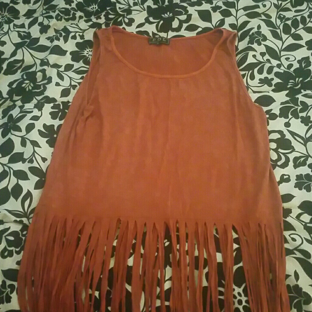 Burnt orange fringe shirt